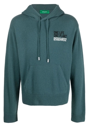 DSQUARED2 embroidered-logo cashmere hoodie - Green