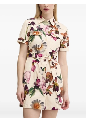 Desigual floral-print belted shirt mini dress - Neutrals