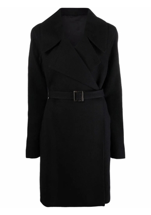 Rick Owens belted cotton midi coat - Black