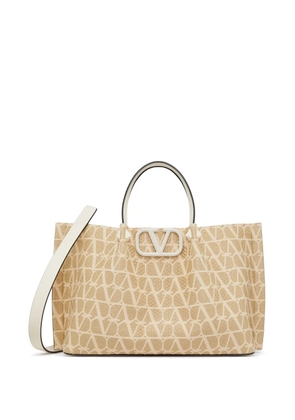 Valentino Garavani medium Toile Iconographe raffia tote bag - Neutrals