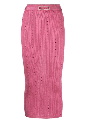 Alessandra Rich embellished knitted midi skirt - Pink