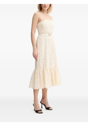 TWINSET embroidered belted midi dress - Neutrals