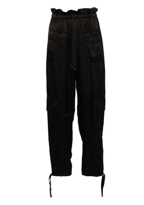 GANNI satin cargo trousers - Black