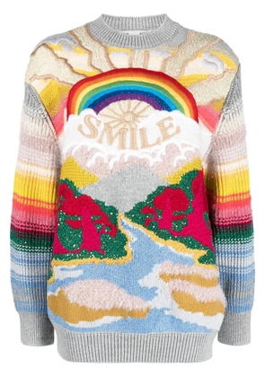 Stella McCartney Festive Smile intarsia-knit jumper - Grey