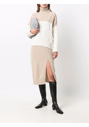 Lorena Antoniazzi straight-leg knitted skirt - Neutrals
