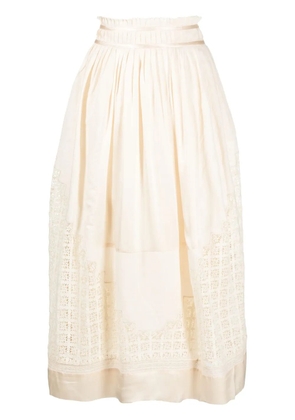 Ulla Johnson Cadena lace-insert midi skirt - Neutrals