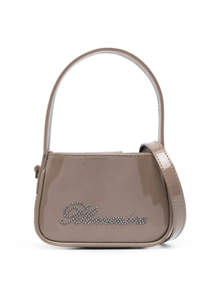 Blumarine crystal-embellished logo mini bag - Brown