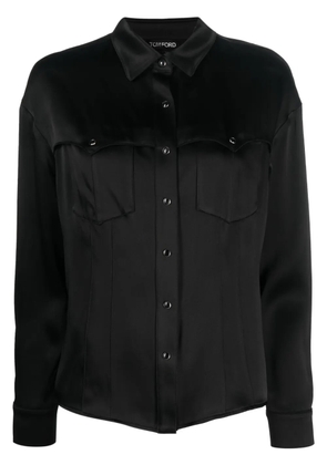TOM FORD Western-style satin shirt - Black