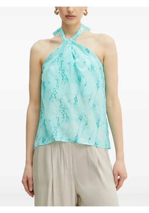FRACOMINA halterneck leaf-print top - Blue