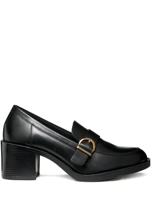 Geox 60mm buckle-strap calf leather loafers - Black