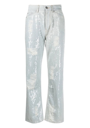 Palm Angels sequinned straight-leg jeans - Blue
