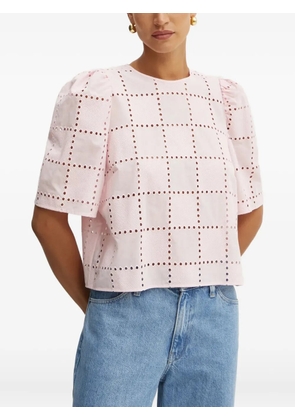 IVY OAK puff-sleeve eyelet top - Pink