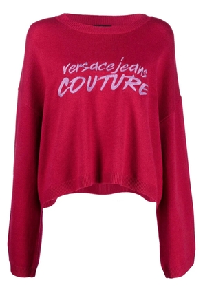 Versace Jeans Couture embroidered-logo wide-sleeve jumper - Pink