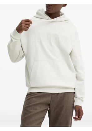 HUGO logo-embossed hooded hoodie - Neutrals