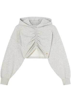 Palm Angels ruched-detail cropped hoodie - Grey