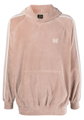 Needles side-stripe velour hoodie - Pink