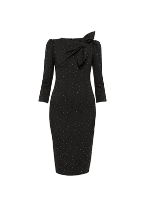 NISSA rhinestone-embellished brocade midi dress - Black