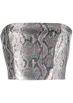 ROTATE BIRGER CHRISTENSEN metallic snakeskin bandeau top - Silver