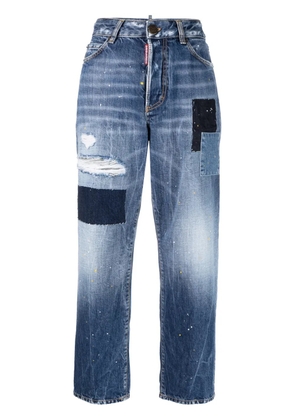 DSQUARED2 paint-splatter straight-leg jeans - Blue