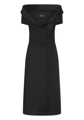 ETRO Pegaso-appliqué V-neck dress - Black
