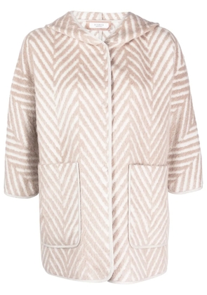 Peserico herringbone hooded cape - Neutrals