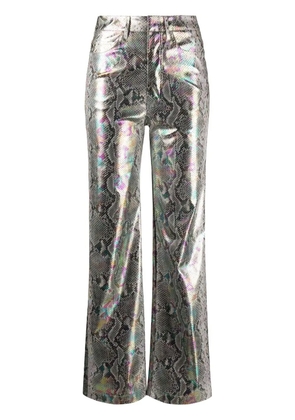 ROTATE BIRGER CHRISTENSEN holographic snakeskin-print trousers - Silver