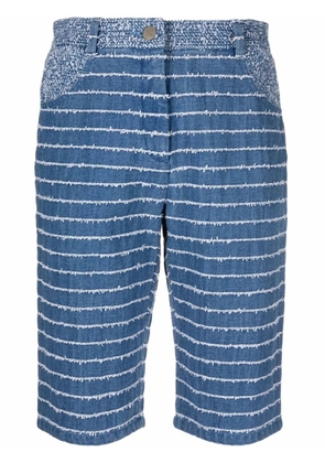 Krizia frayed-stripe bermuda shorts - Blue