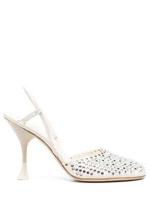 3juin 110mm rhinestone leather pumps - Neutrals