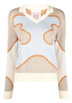 Lukhanyo Mdingi abstract-knit cotton jumper - Blue