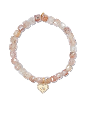 Sydney Evan 14kt yellow gold diamond charm quartz beaded bracelet