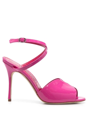 Manolo Blahnik Hourani 110mm patent-finish sandals - Pink