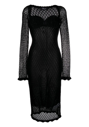 Blumarine floral-appliqué knitted top - Black