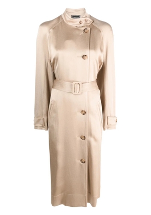 10 CORSO COMO double-breasted belted satin coat - Neutrals
