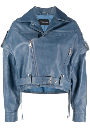 Manokhi calf leather biker jacket - Blue