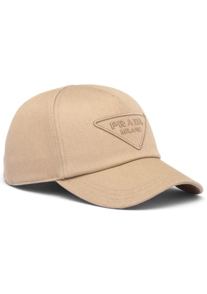 Prada logo-embroidered denim baseball cap - Neutrals