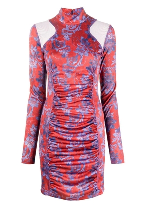 Versace Jeans Couture paisley-print ruched minidress - Red