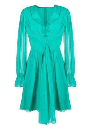 Alberta Ferretti pleated long-sleeve minidress - Green