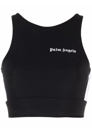 Palm Angels side-stripe cropped top - Black