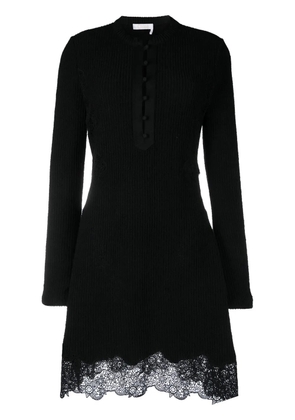 Chloé lace-panel knitted mini dress - Black