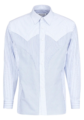 Maison Margiela panelled striped cotton shirt - Blue