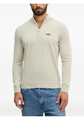 Aeronautica Militare zip embroidery sweater - Neutrals