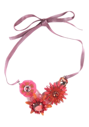 Marina Fossati Margaret ribbon-floral embellished necklace - Pink