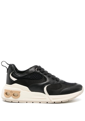 Ferragamo almond-toe panelled leather sneakers - Black