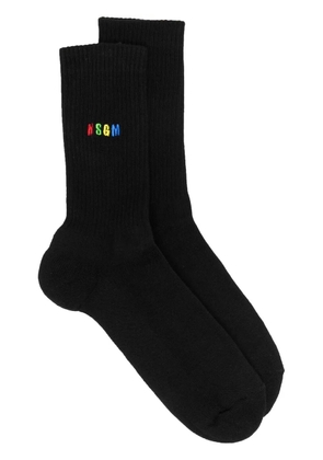 MSGM embroidered-logo detail socks - Black