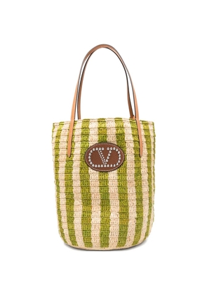 Valentino Garavani striped appliqué tote bag - Green