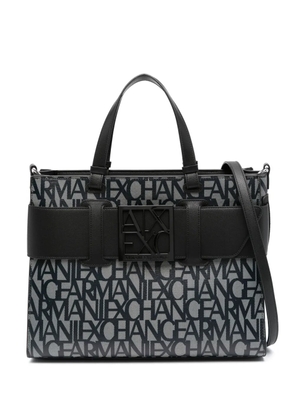 Armani Exchange logo-print zip-fastening tote bag - Black