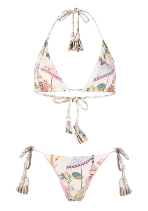 RED Valentino jungle-print halterneck bikini - Neutrals