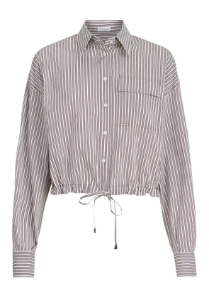 Brunello Cucinelli striped Monili-detail poplin shirt - White
