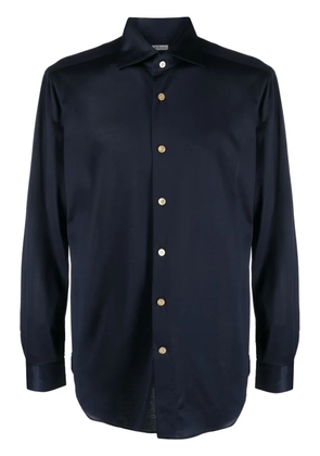 Kiton slim-cut cotton shirt - Blue