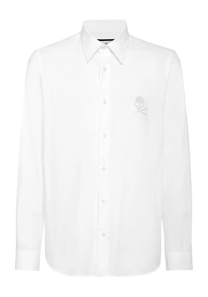 Philipp Plein skull-embroidered button-up shirt - White